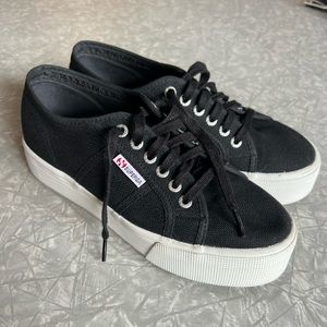 Superga 2790 ACOTW Black and White Platform Shoe